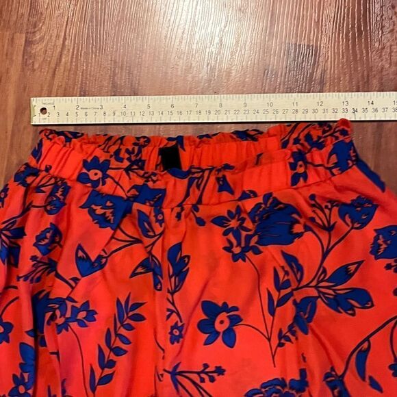 NWOT Shein Palazzo Red/Blue Tropical Flare Pants. Size L - Picture 4 of 7